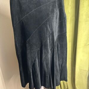 Valerie Stevens Vintage Authentic Suede Leather Asymmetrical Black Skirt